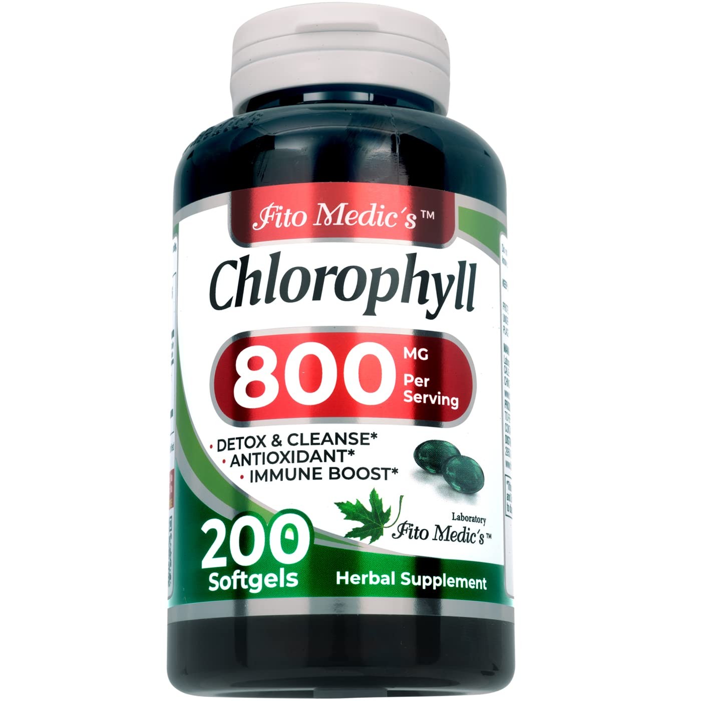 FITO MEDIC’S Lab – Chlorophyll – Pure – 800 mg per 200 Count (Pack of 1)