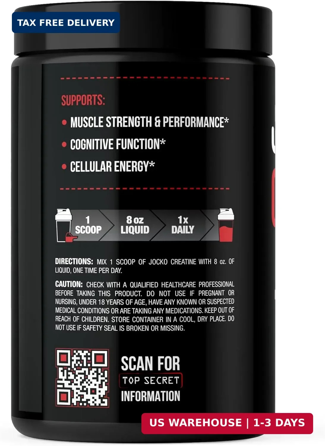 Jocko Fuel Creatine Monohydrate, Pure Micronized Powder for Men & Women, Support