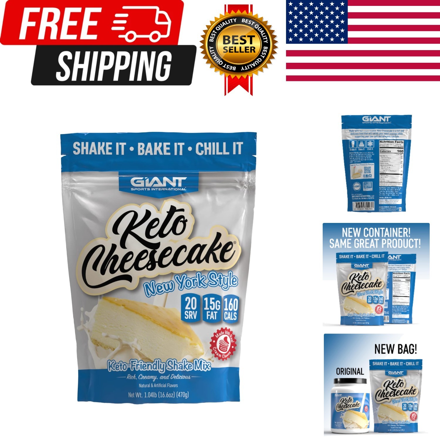 Giant Sports Keto Cheesecake Shake Mix – Delicious Low Carb, Ketogenic Diet G…