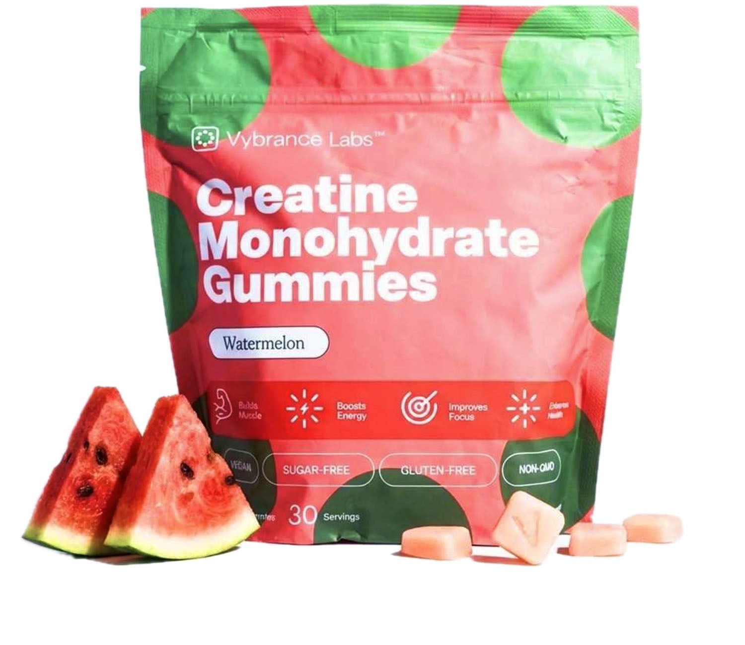 Vybrance Labs Creatine Gummies Watermelon 5g Creatine + B12 + Taurine 30-Day