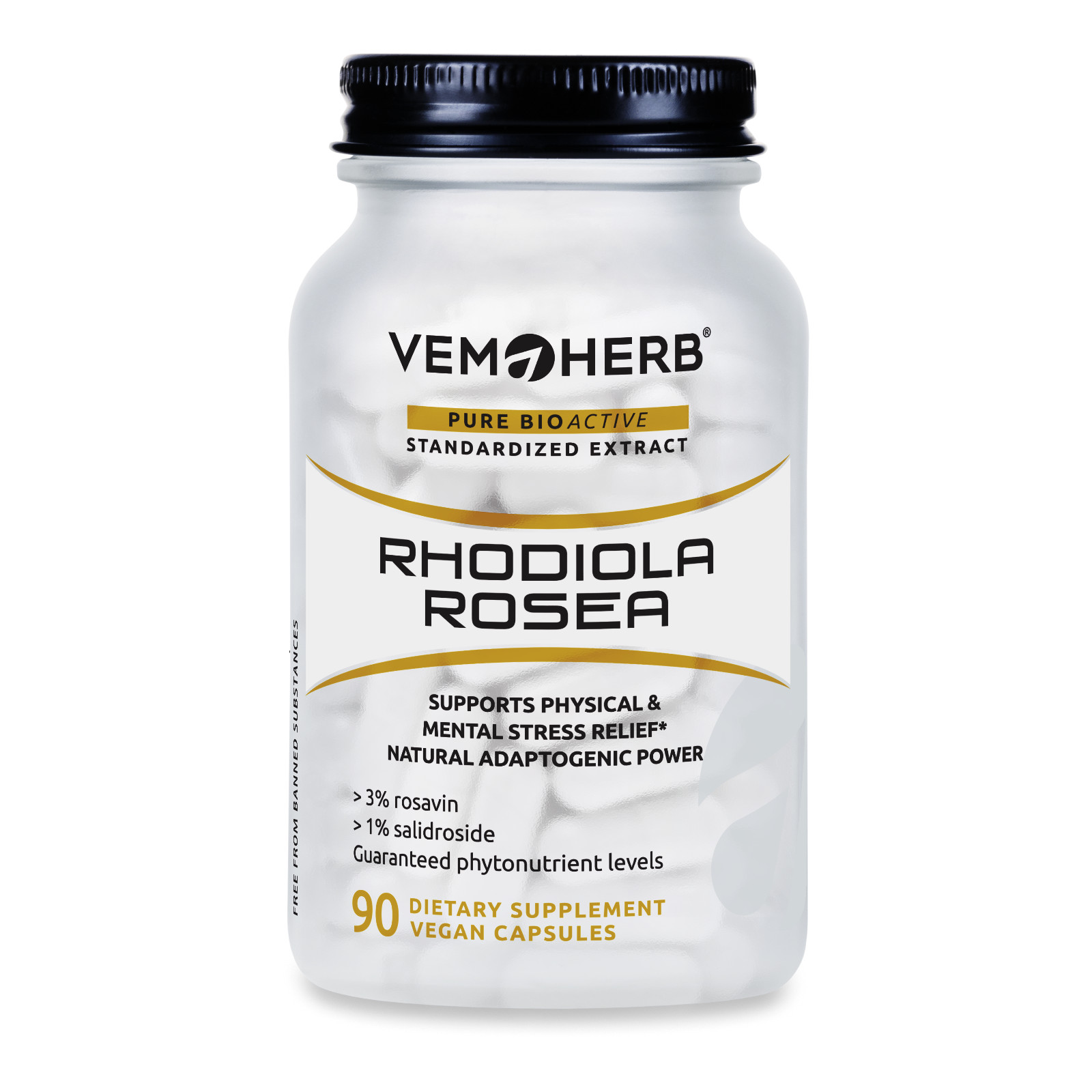 VEMOHERB Rhodiola rosea (dry extract from Rhodiola rosea, 90 vegan caps)