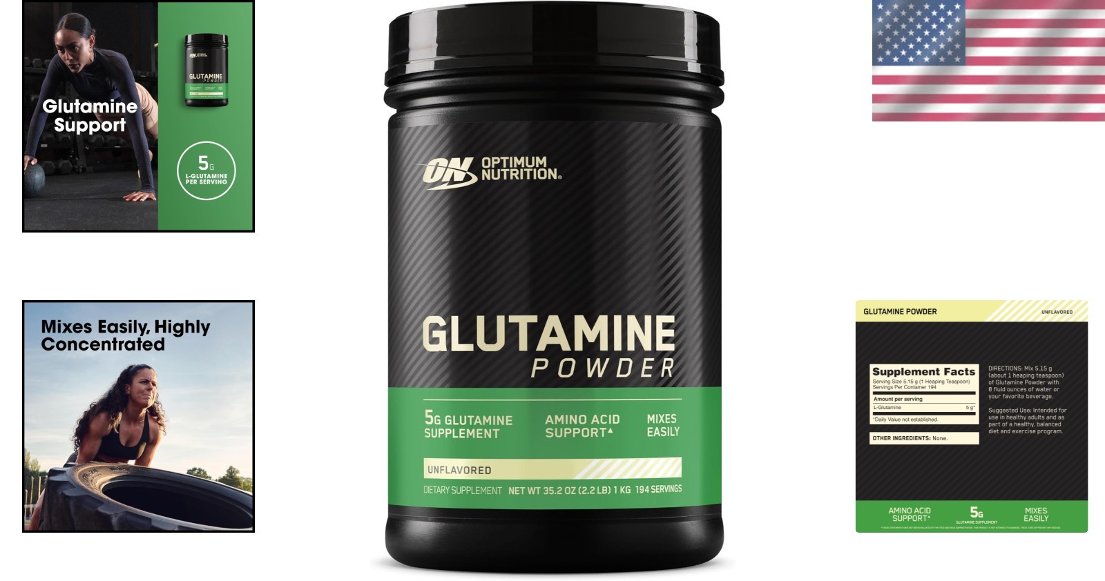 L-Glutamine Powder – Pure 1000g for Muscle Recovery, 194 Servings, GMP Certified