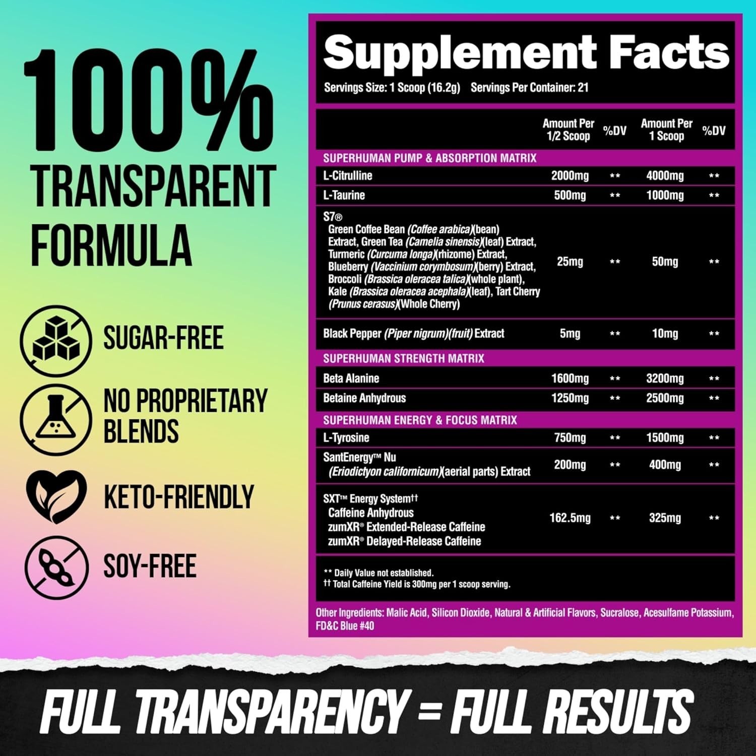 Superhuman Pre Workout Powder for Pump & Focus – 21 Servings//