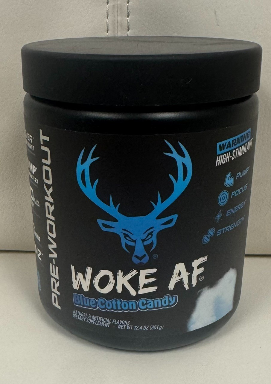 Bucked Up WOKE AF Blue Cotton Candy flavor 12.4oz High Stimulant BN Pre-workout