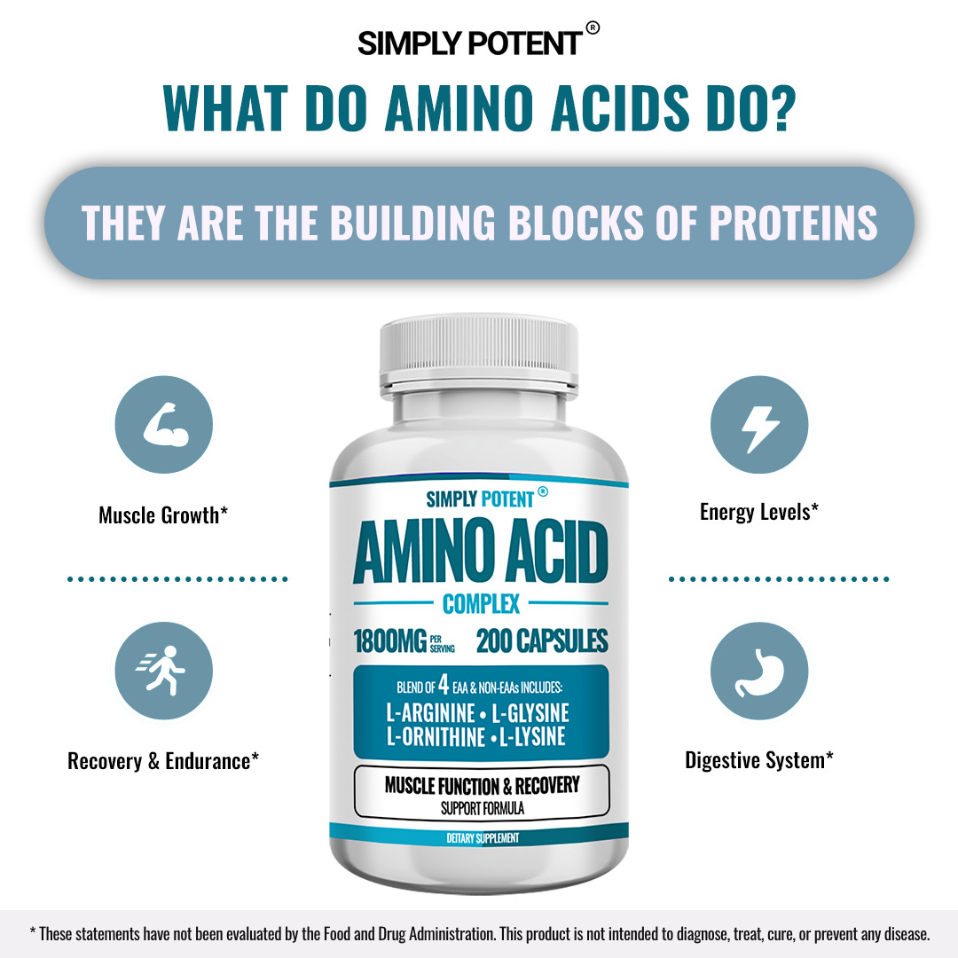 1800 mg BCAA Essential Amino Acid Complex | Energy & Muscle Recovery | 200 Caps