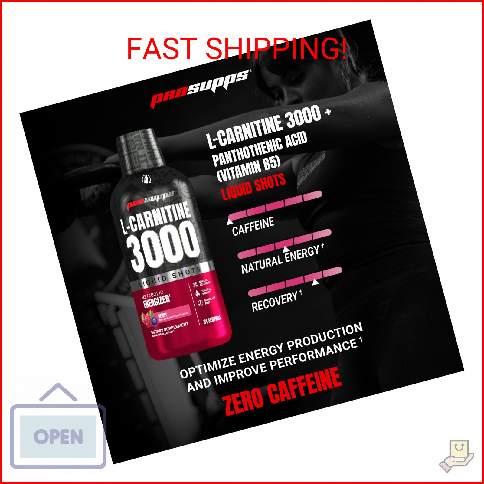 ProSupps L-Carnitine Liquid 3000, Stimulant-Free Liquid Shots for Men & Women –
