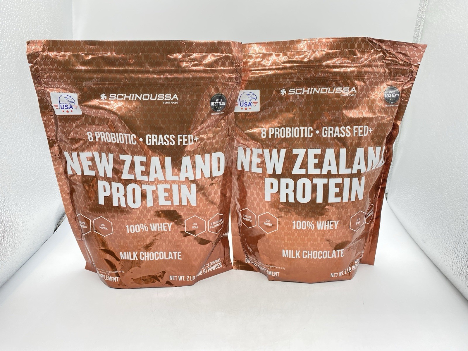Schinoussa Probiotic Whey Protein Powder – Grass-Fed – Chocolate – 2 Pack