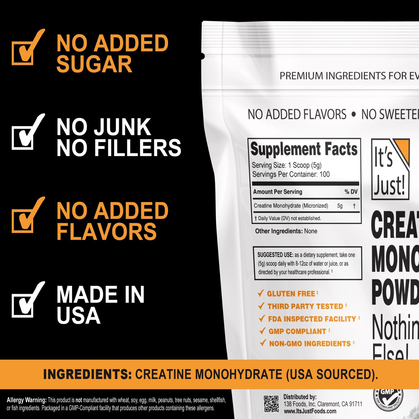 It’s Just! – Creatine Monohydrate Powder, Pure Creatine Powder, Made in USA, …