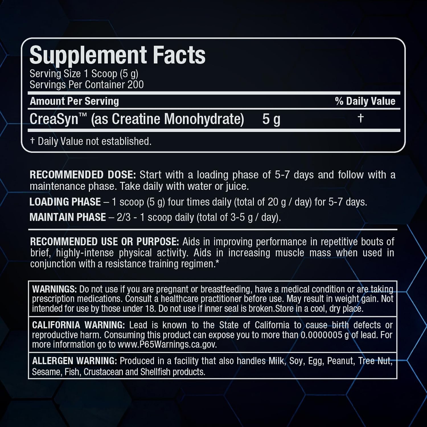 High Quality Creatine Monohydrate Supplement