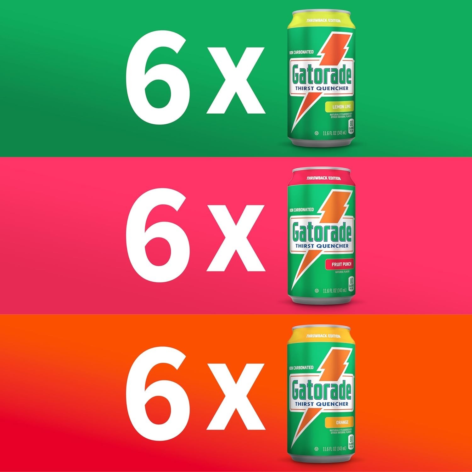 Gatorade Thirst Quencher, 3-Flavor Variety, 12 Fl Oz 12 (Pack of 18)
