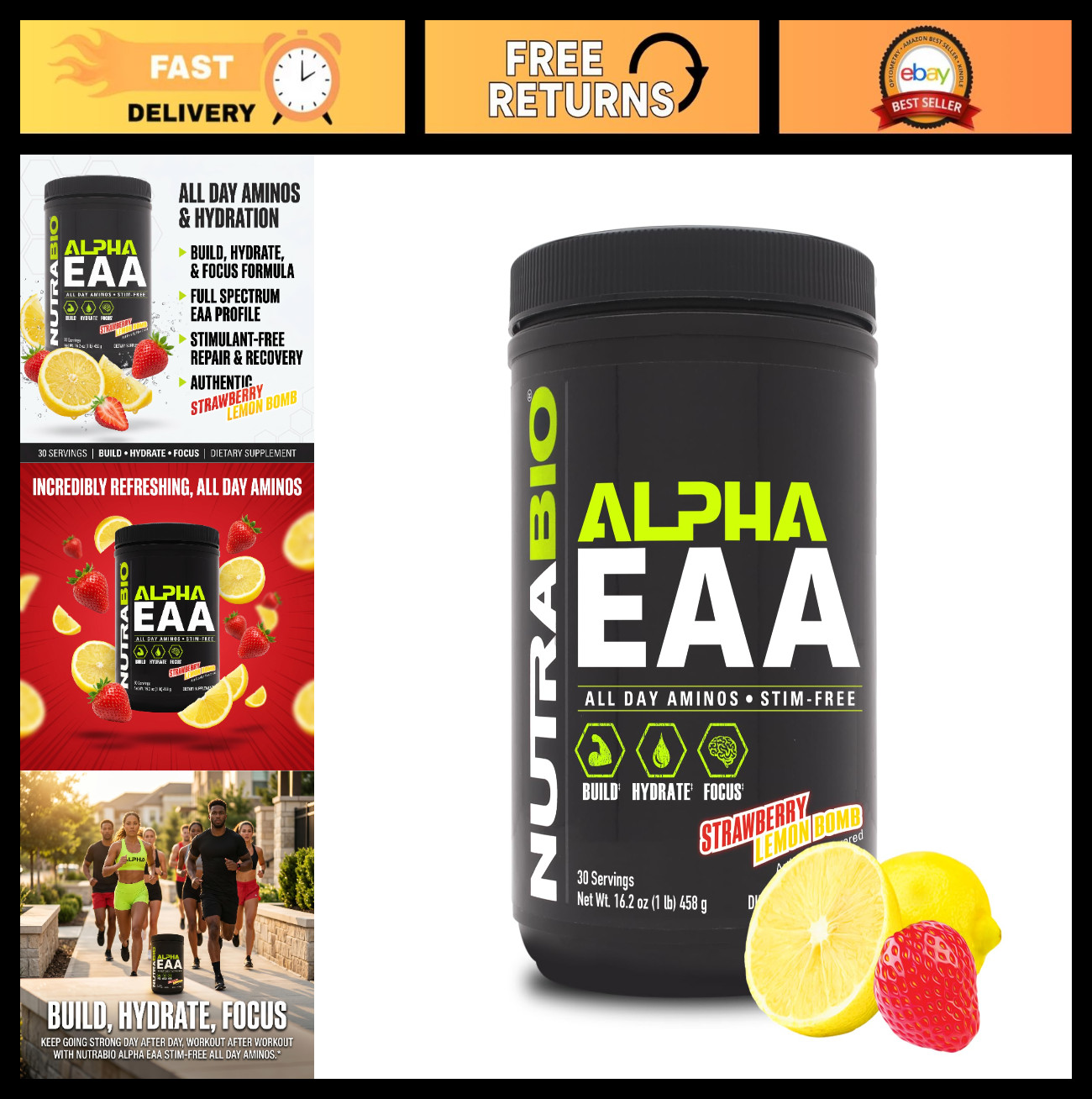 All-Day Essential Amino Acids Powder for Muscle Growth & Hydration – 30 Servings