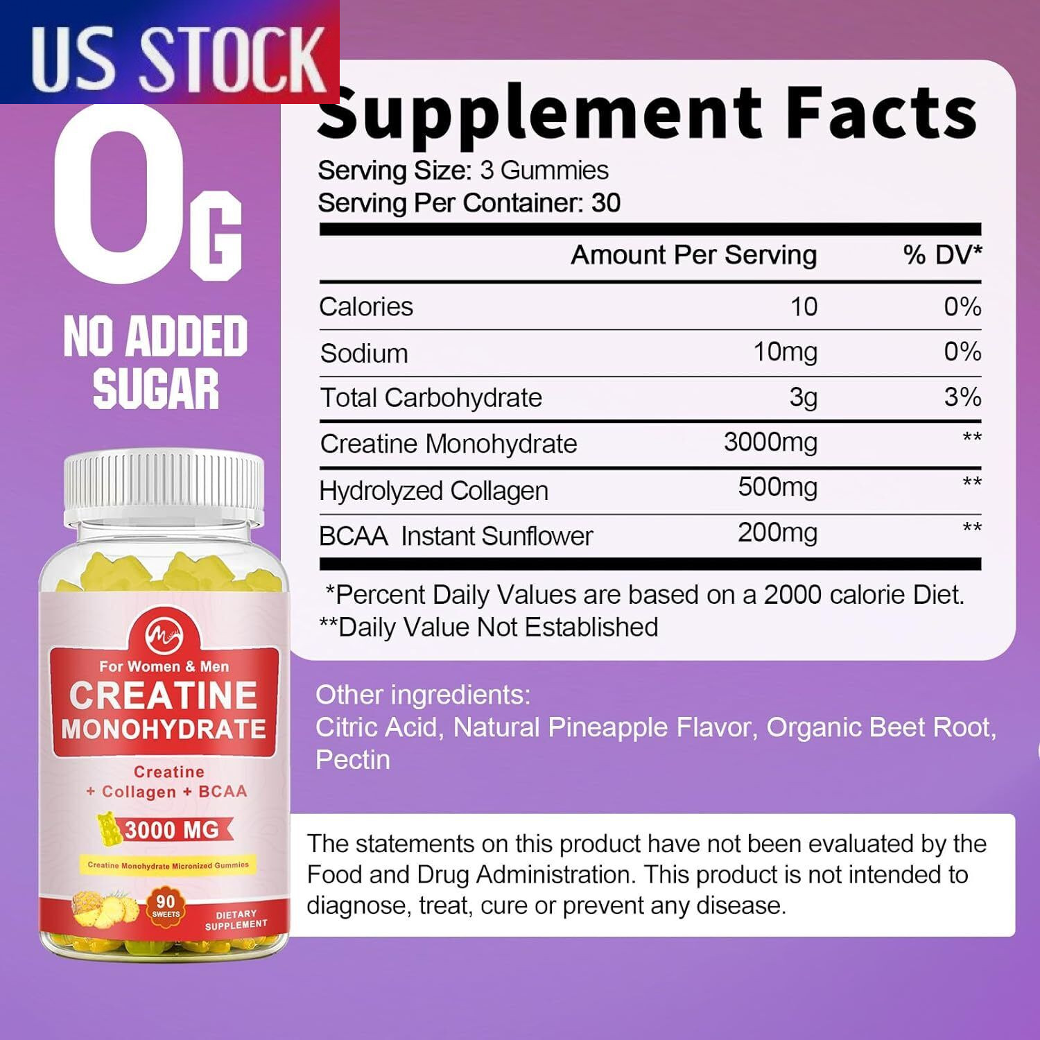 2*90pcs Creatine Monohydrate Gummies for Men & Women,Support Muscle Health