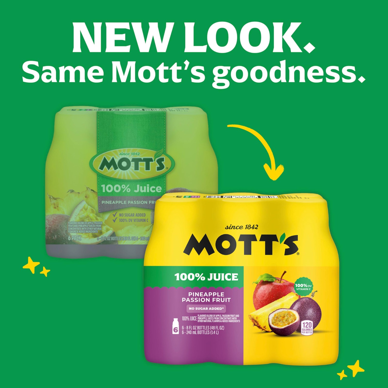 Mott’s 100% Pineapple Passion Fruit Juice Blend, 8 fl oz bottles, 24 Count (4…