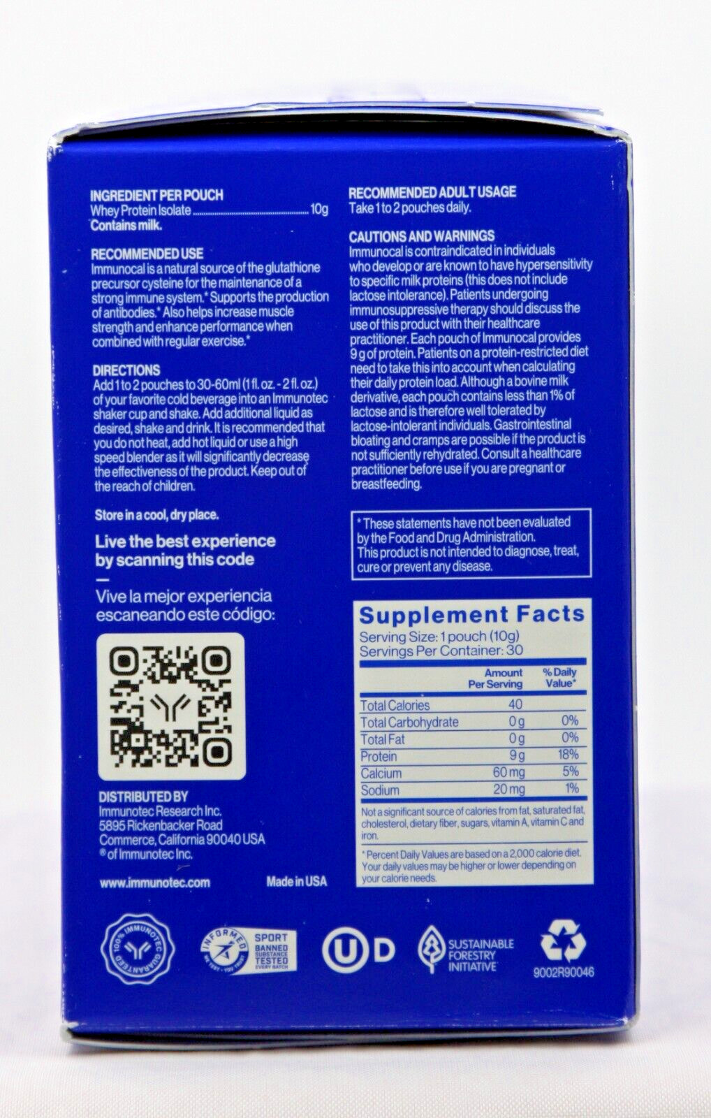Immunocal Classic (Blue) Regular Glutathione Precursor, 30 Pouches by Immunotec