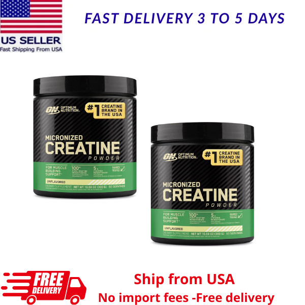 2PK Optimum Nutrition Creatine Powder, 300 Grams, 10.58 OZ