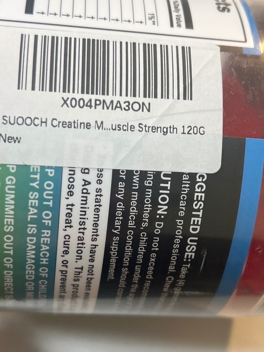SUOOCH Creatine Monohydrate Gummies L-Taurine Vitamin B12 120 Gummies New