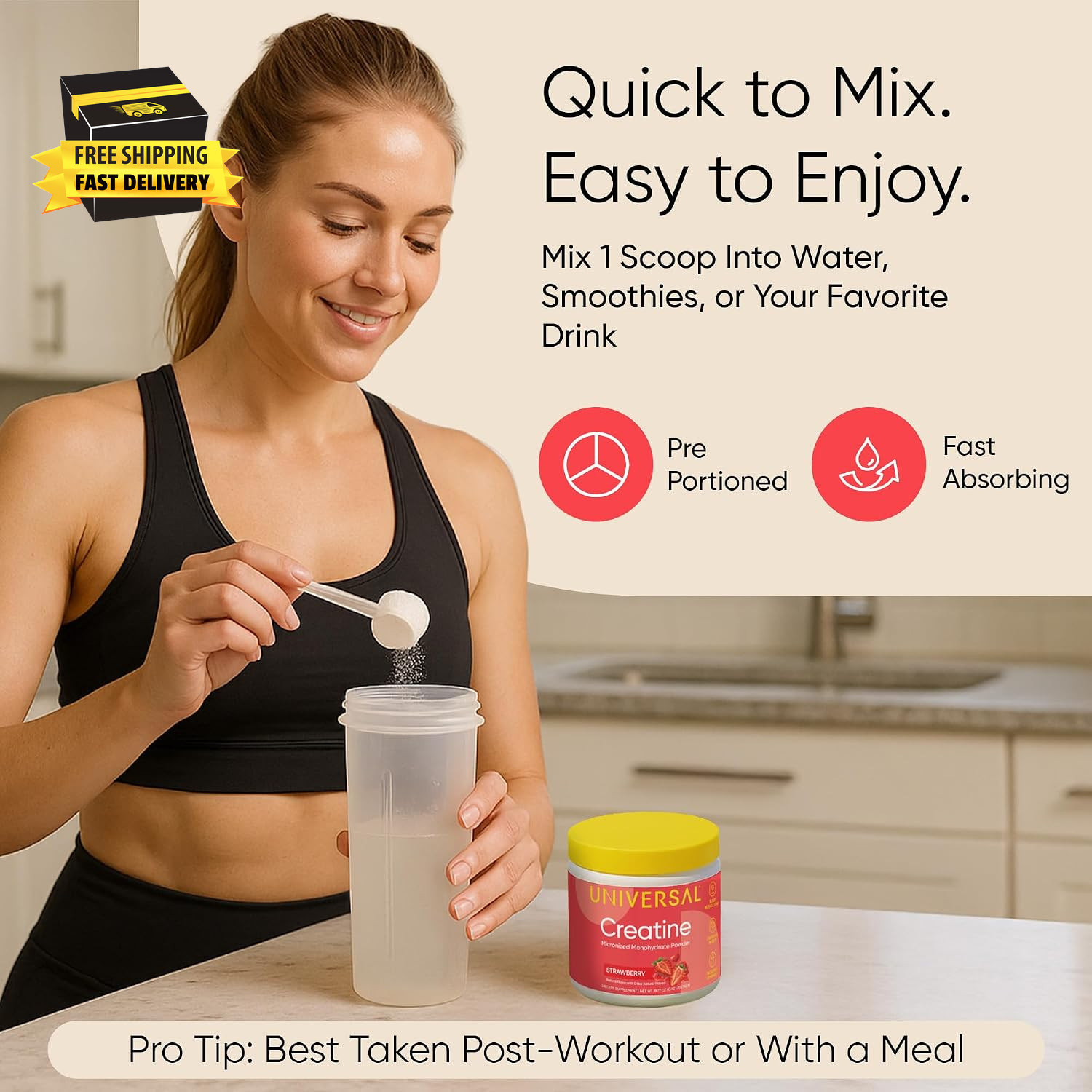 Creatine Monohydrate for Women – Flavored Creatine Powder, Female Strength, Ener