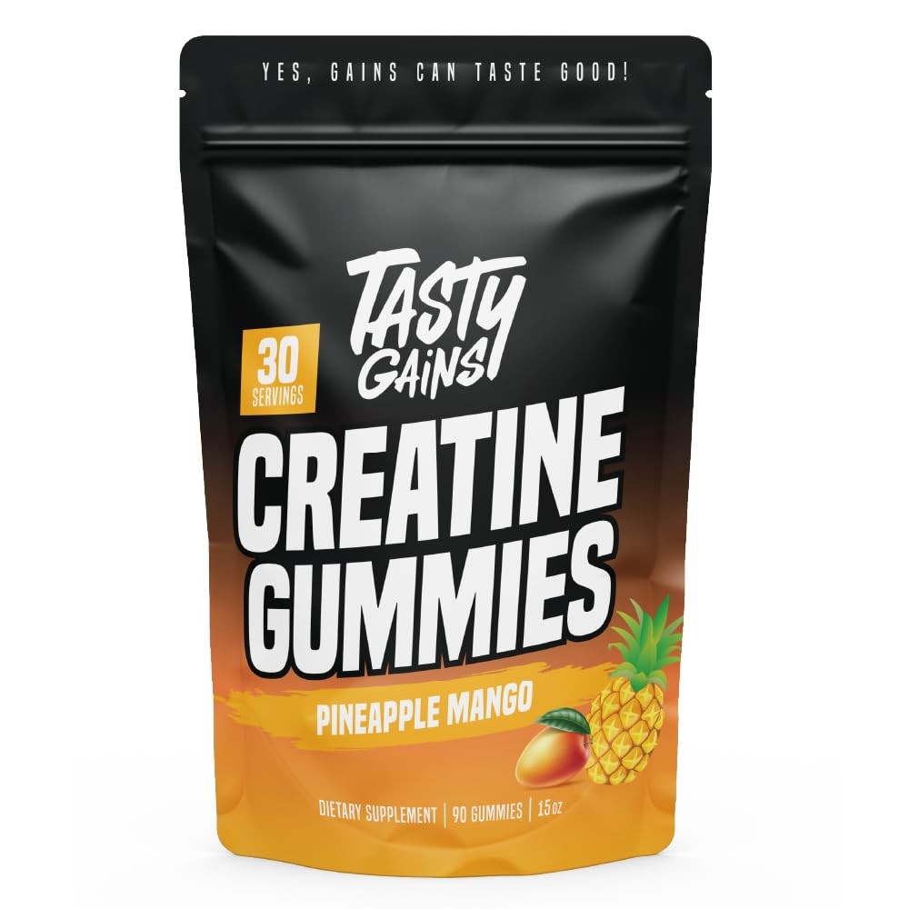 TASTY GAINS Creatine Gummies – 90g of 90 Count (Pack 1)