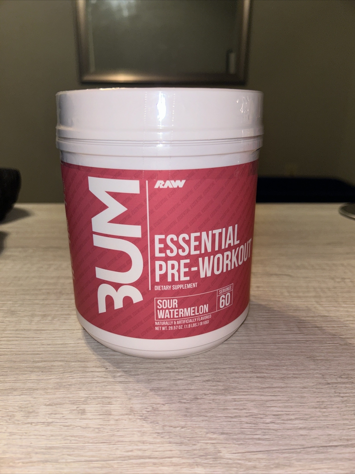RAW Nutrition CBUM Essential Pre Workout Powder, Sour Watermelon (60 Servings)