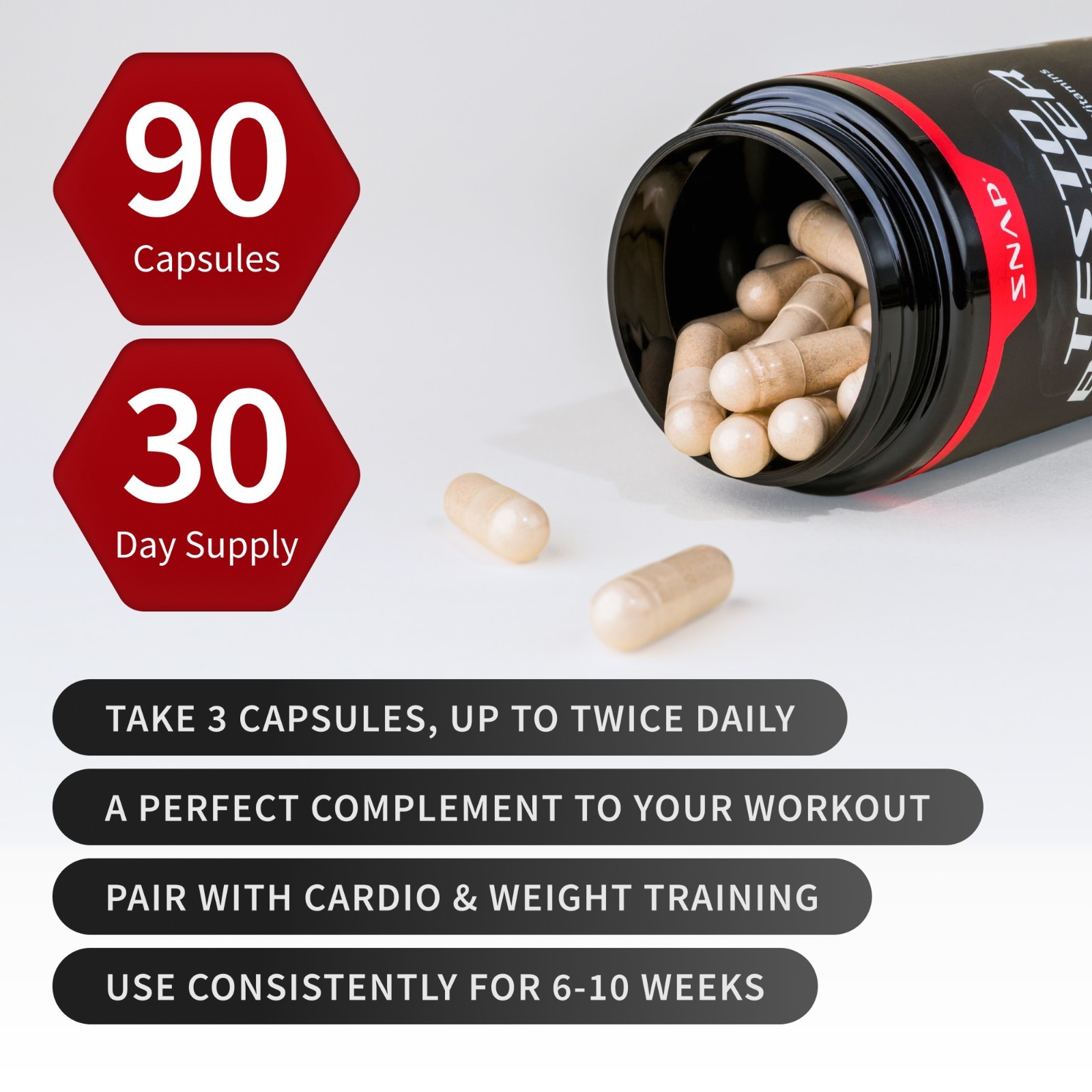 Testosterone Booster for Men, Male Enhancement Pills, Energy, Libido 90 Capsules