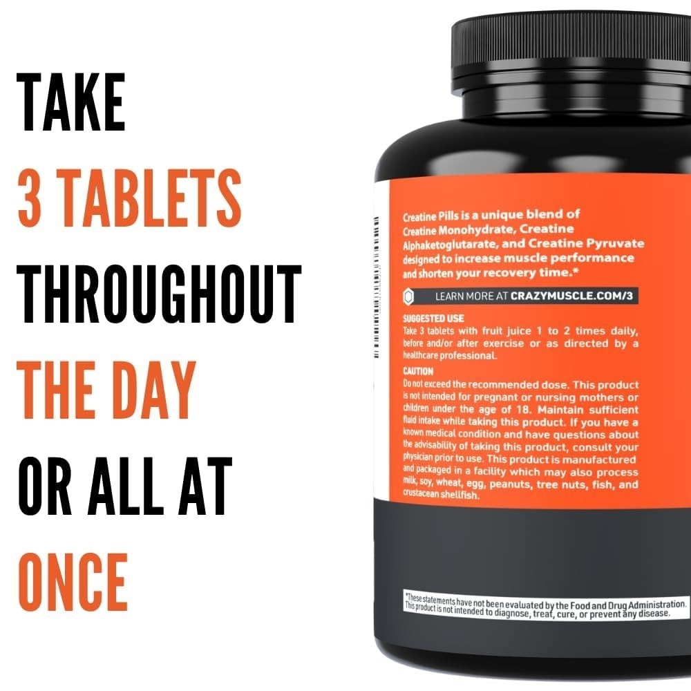 Crazy Muscle Creatine Pills 5g Monohydrate Pre Workout Muscle Gainer