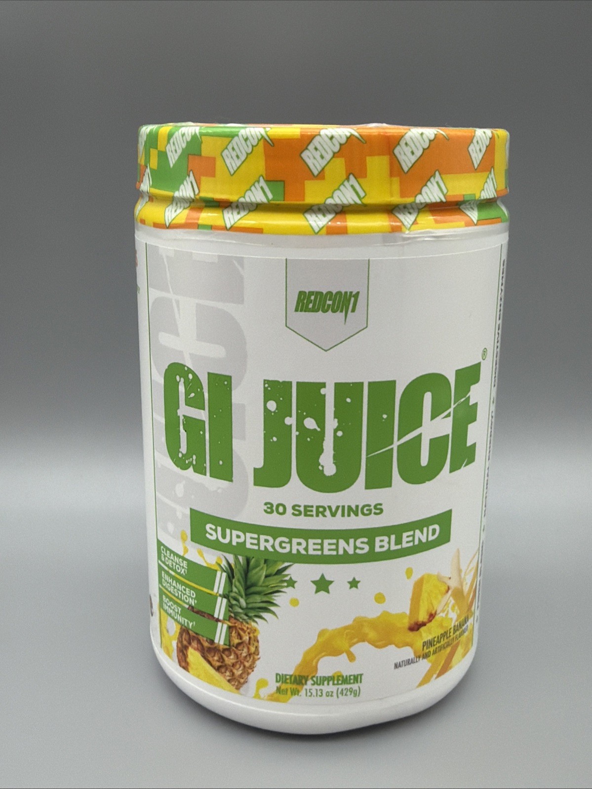 GI Juice, Supergreens Blend, Pineapple Banana, 15.13 oz