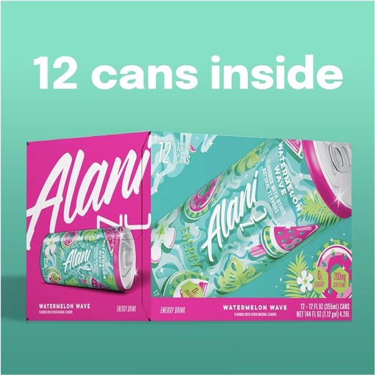 Alani Nu WATERMELON WAVE Energy Drink 12 oz (Pack of 12)