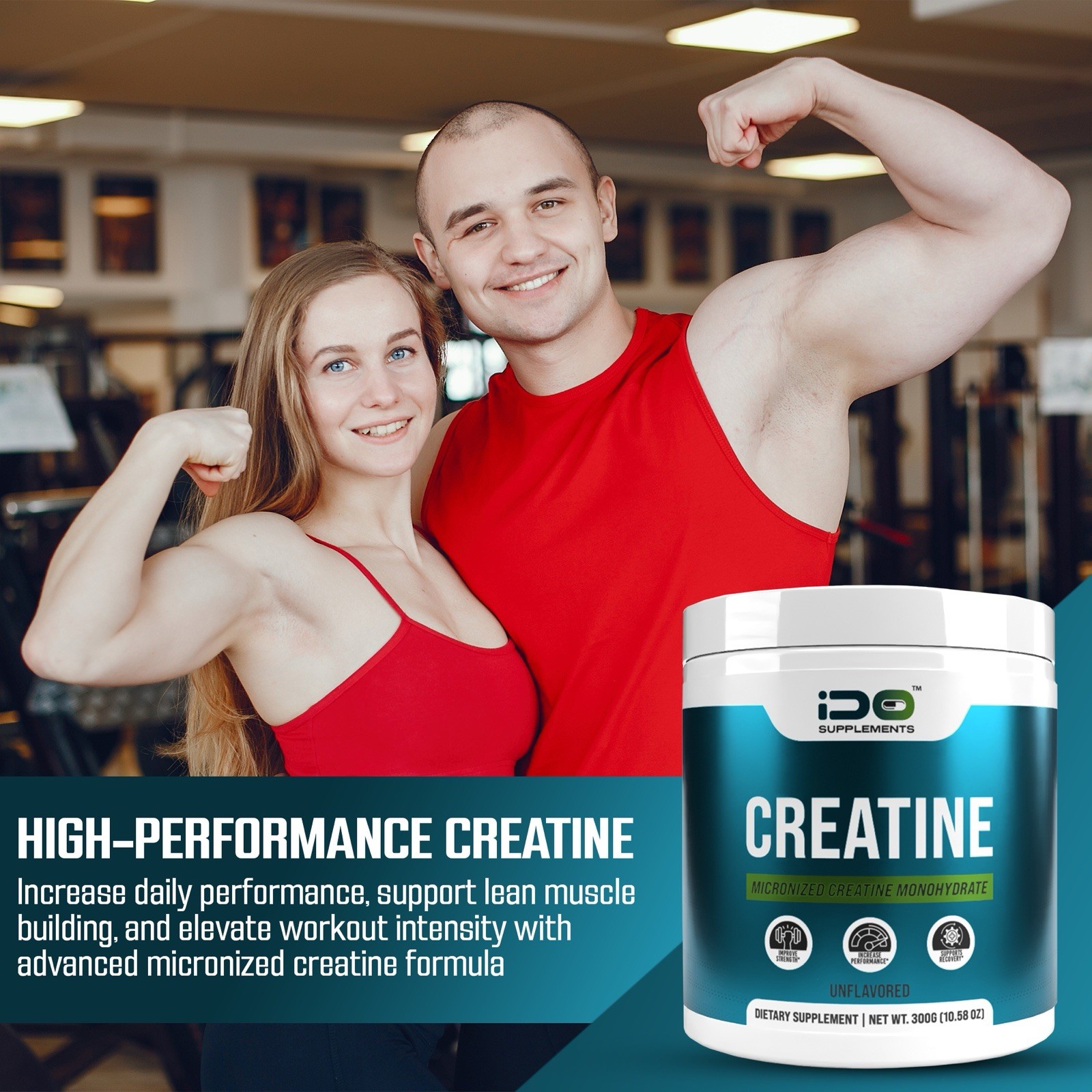 iDo Supplements Creatine Monohydrate 300g -Micronized -Pure & Unflavored