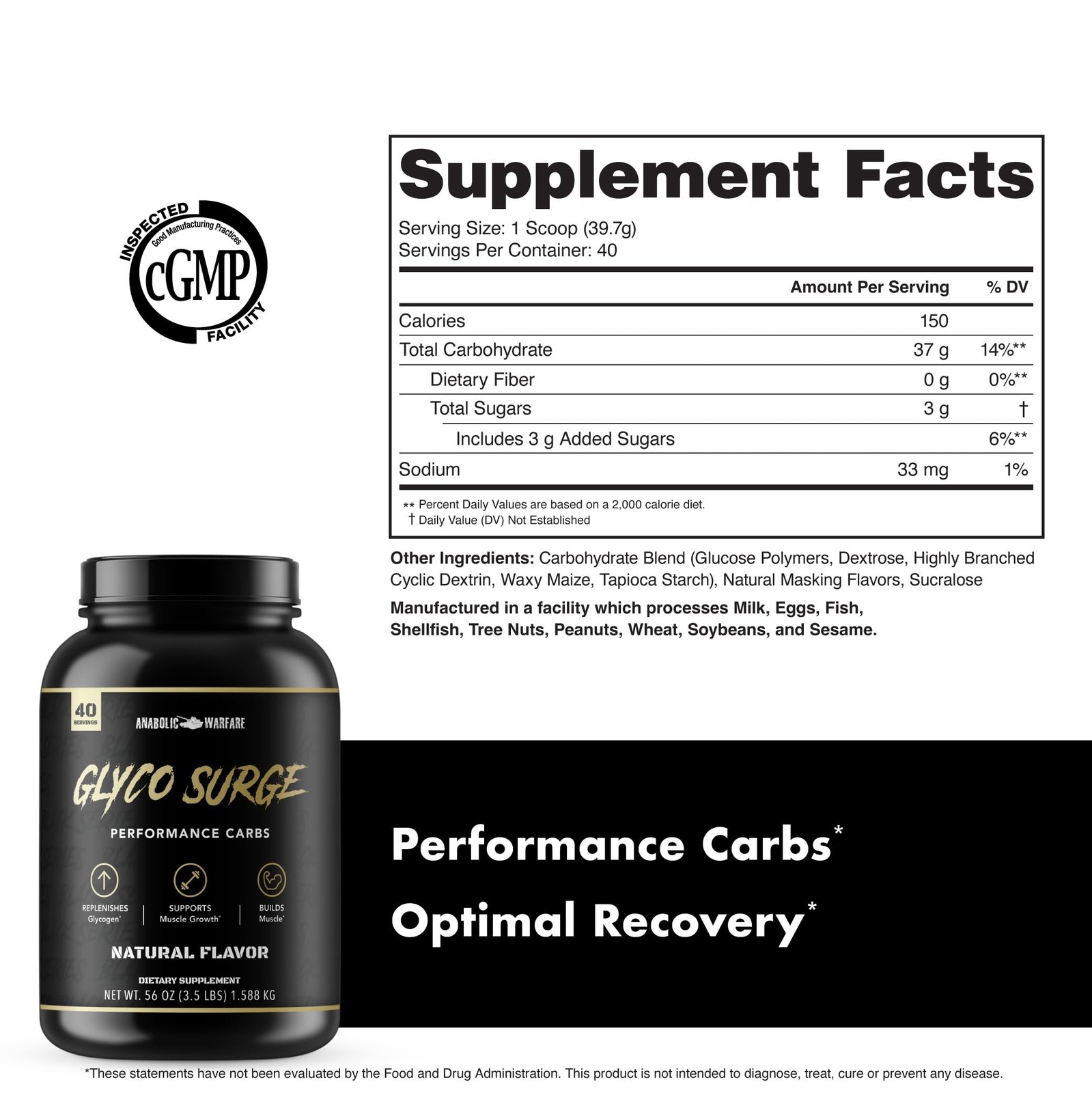Anabolic Warfare Glyco Surge Glycogen Supplement Performance Carbs to Help Le…