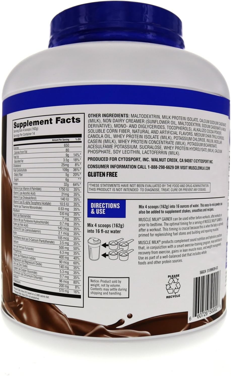 Muscle Milk Gainer Protein Powder, Chocolate, 32g 5 Pound (Pack of 1)