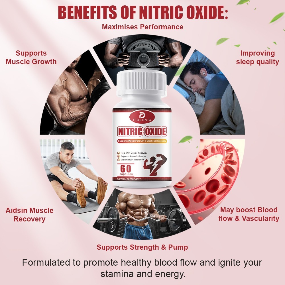 60 Capsules Nitric Oxide Booster Supplement for Vasodilation & Muscle Health