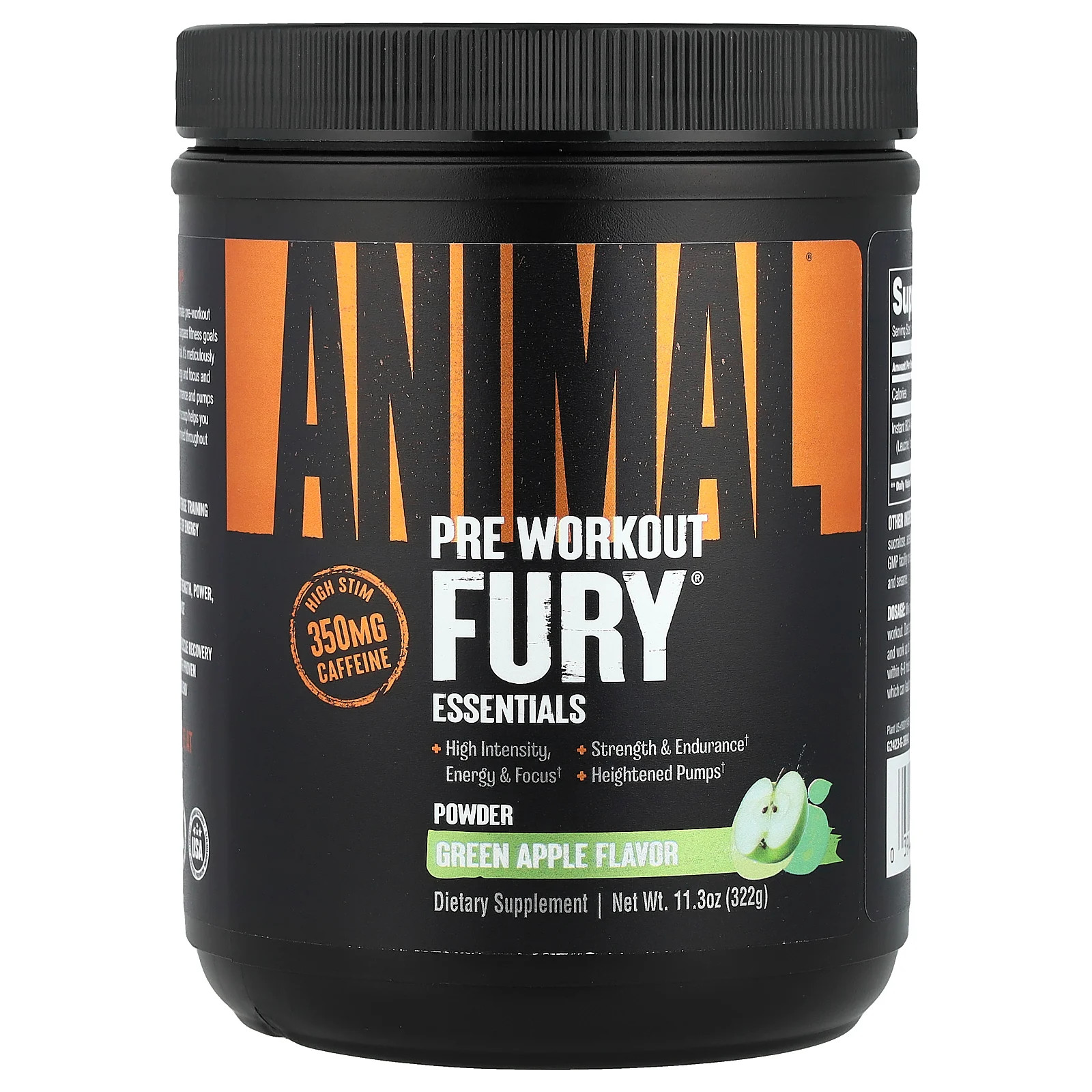 Fury® Essentials, Pre Workout, Green Apple, 11.3 oz (322 g)