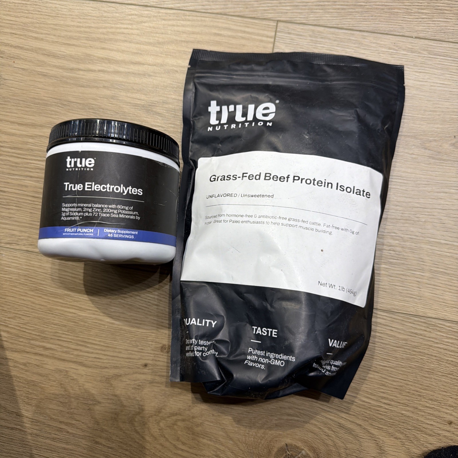 True Nutrition Grass Fed Whey Protein 1 Pound/ Unflavored + Electrolytes Fruit