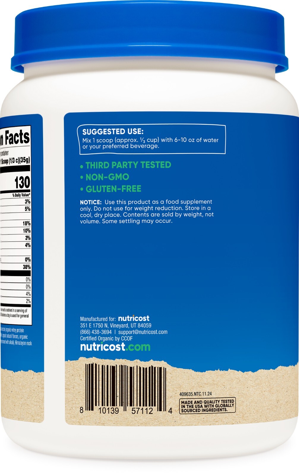 Nutricost Organic Whey Protein Concentrate, Chocolate Peanut Butter Flavored 1LB