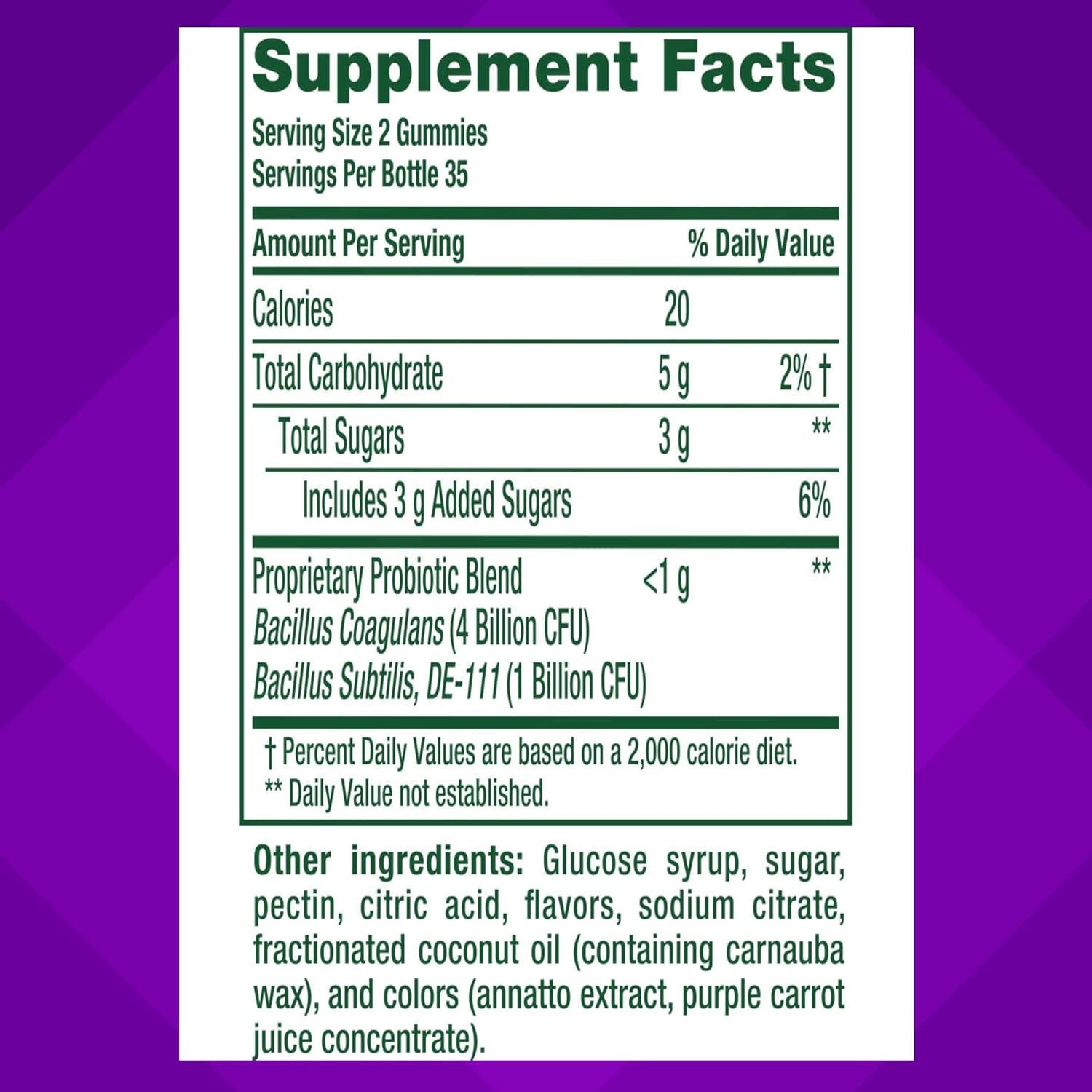Natural Fruit Flavor Probiotic Digestive Tract Gummy Supplement (70pk)