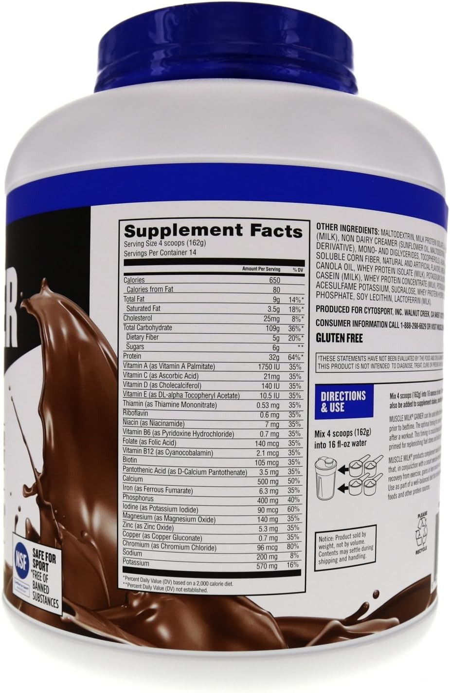 Muscle Milk Gainer Protein Powder, Chocolate, 32g 5 Pound (Pack of 1)