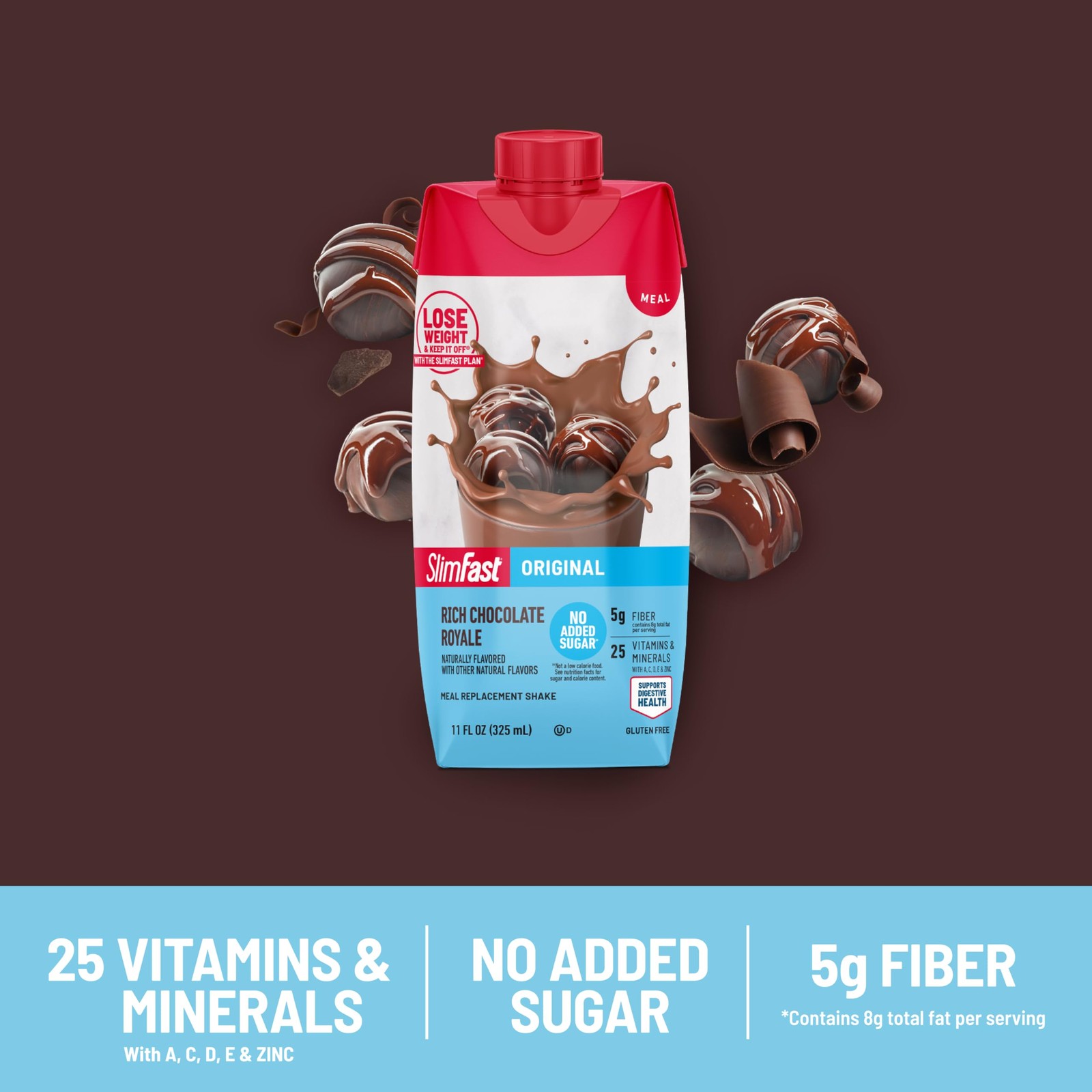 Slimfast Meal Replacement Shake Original Rich Chocolate Royale No Added Sugar