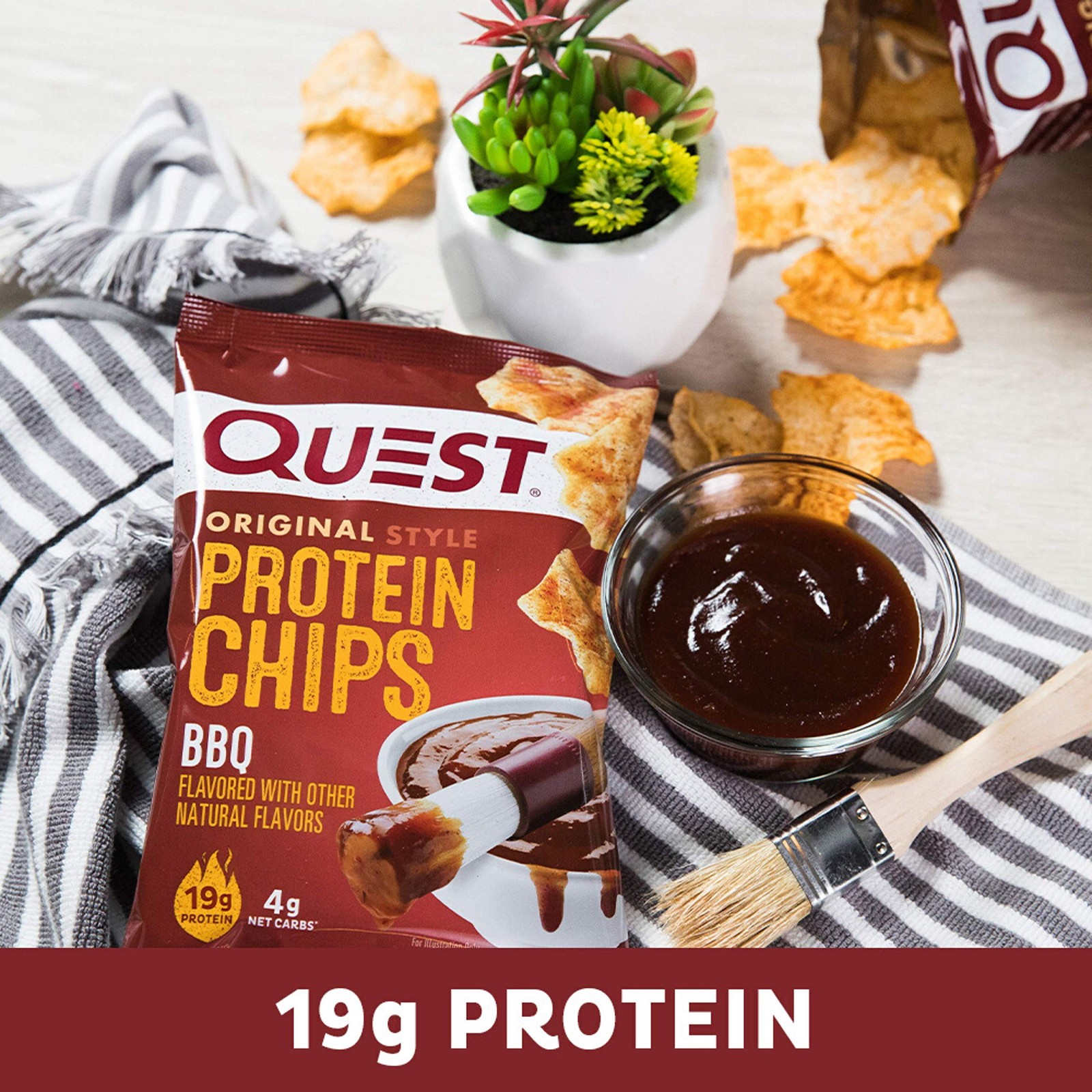 Quest Nutrition Bbq Protein Chips 19G Protein 4G Net Carb Carb Gluten 1.1 Oz