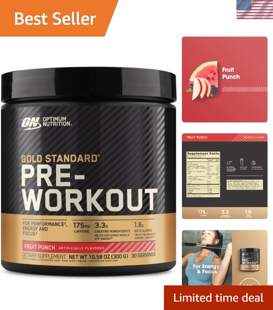 Enhance Focus & Performance – Gold Standard Pre-Workout Powder, 300g Fruit Punch