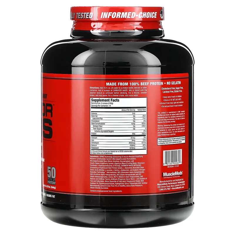 MuscleMeds Carnivor Mass Chocolate Fudge 5.99 lbs Each (Pack of 2)