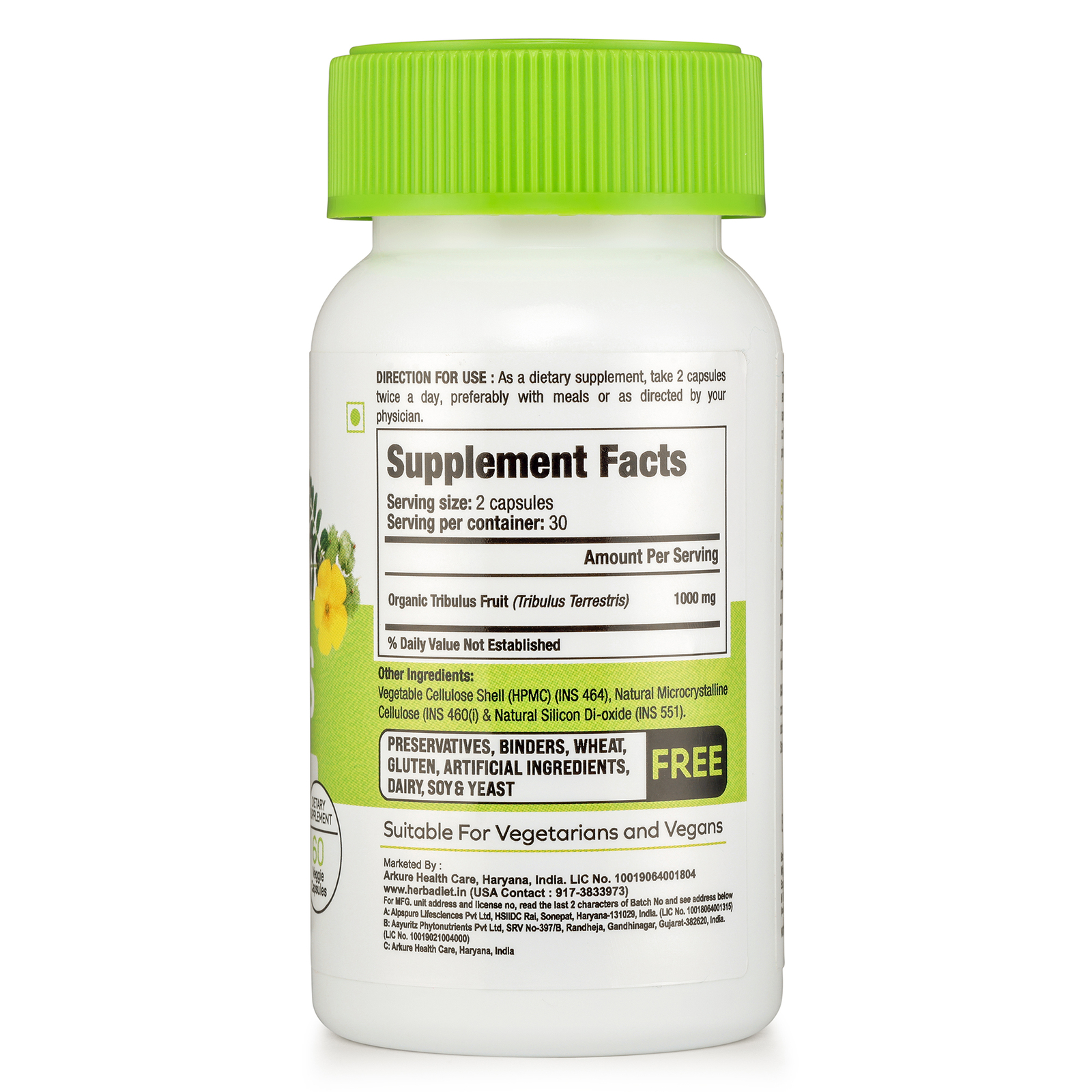 Organic Tribulus Terrestris Capsules – Muscle Booster with High Saponins