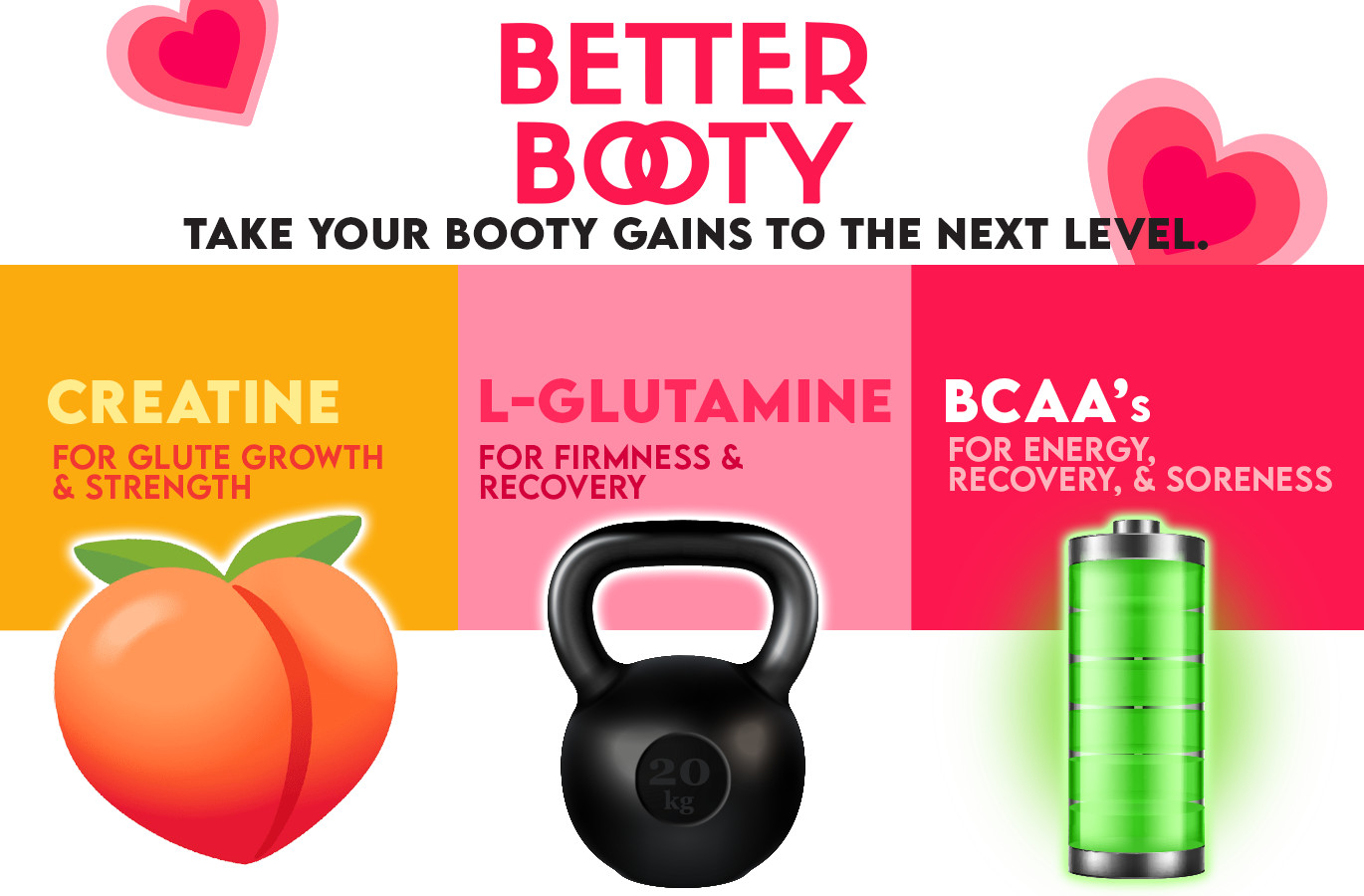Better Booty BBL Tablets Creatine BCAA’s Women Perfect Peach Glute Builder 45ct