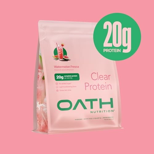 Oath Nutrition Clear Whey Isolate Protein Powder Watermelon Fresca 20g Grass-Fed