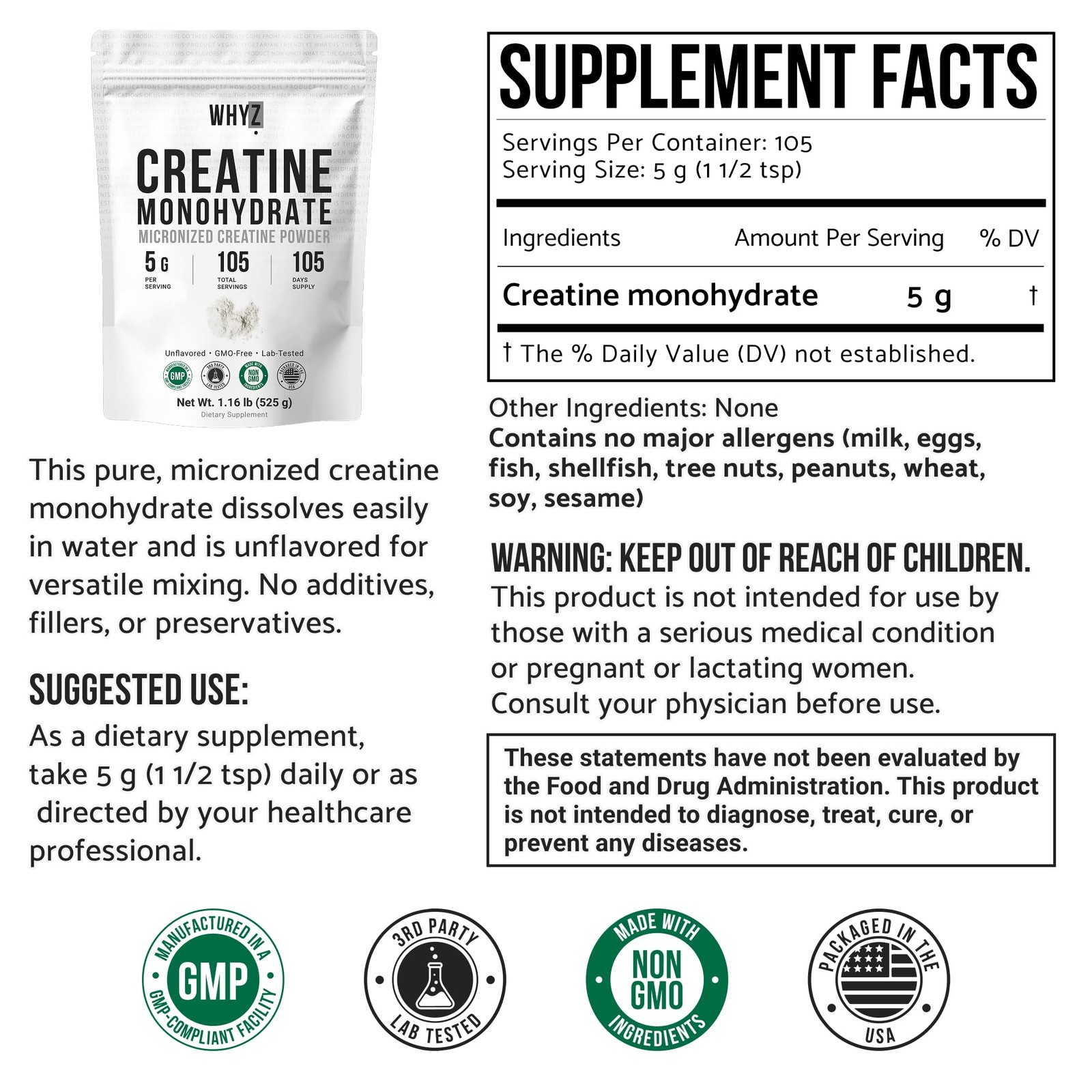 Creatine Monohydrate Powder, Micronized & Unflavored, Creatine Supplement for…