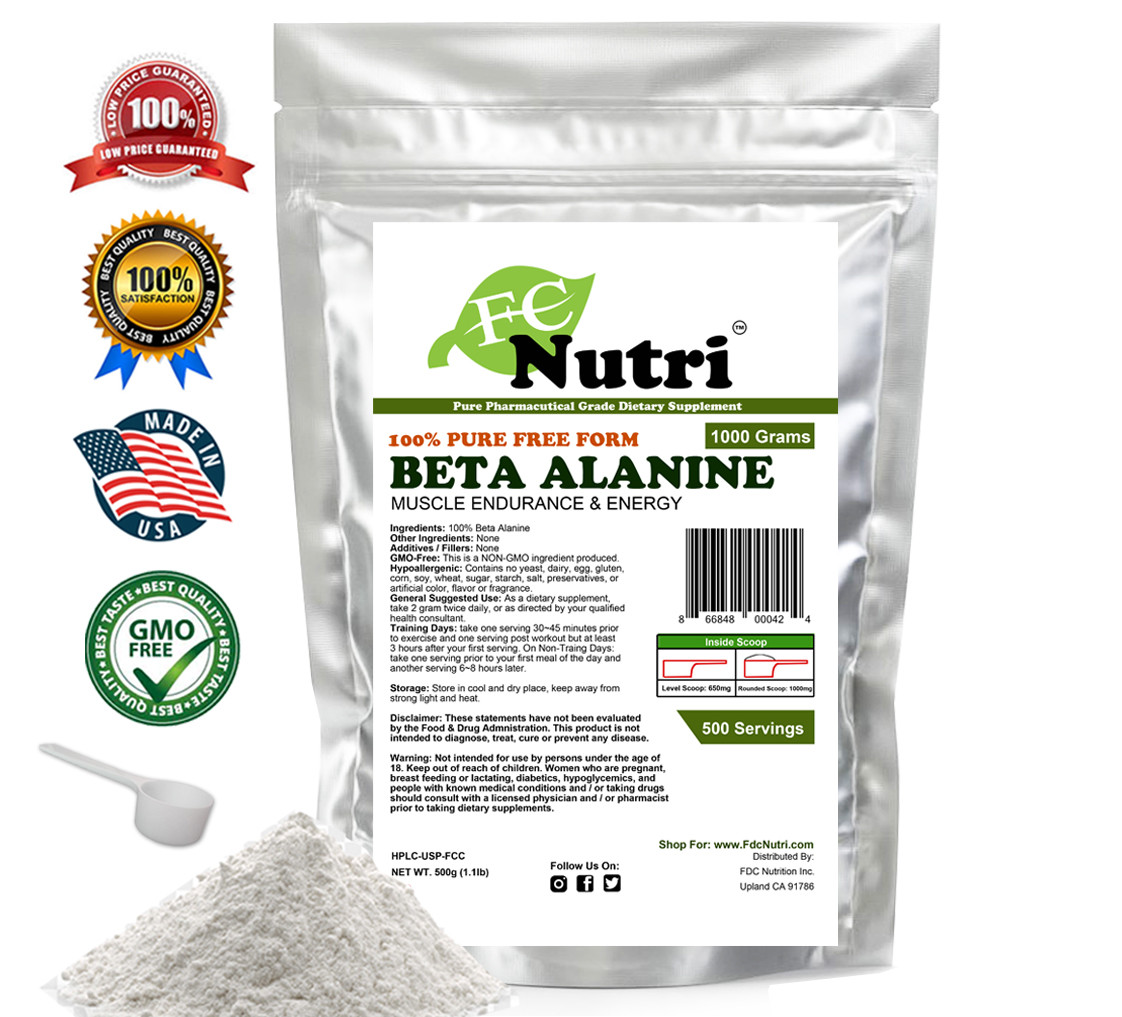 Beta Alanine Unflavored 2.2lb 100% Pure Powder 500 Servings KOSHER