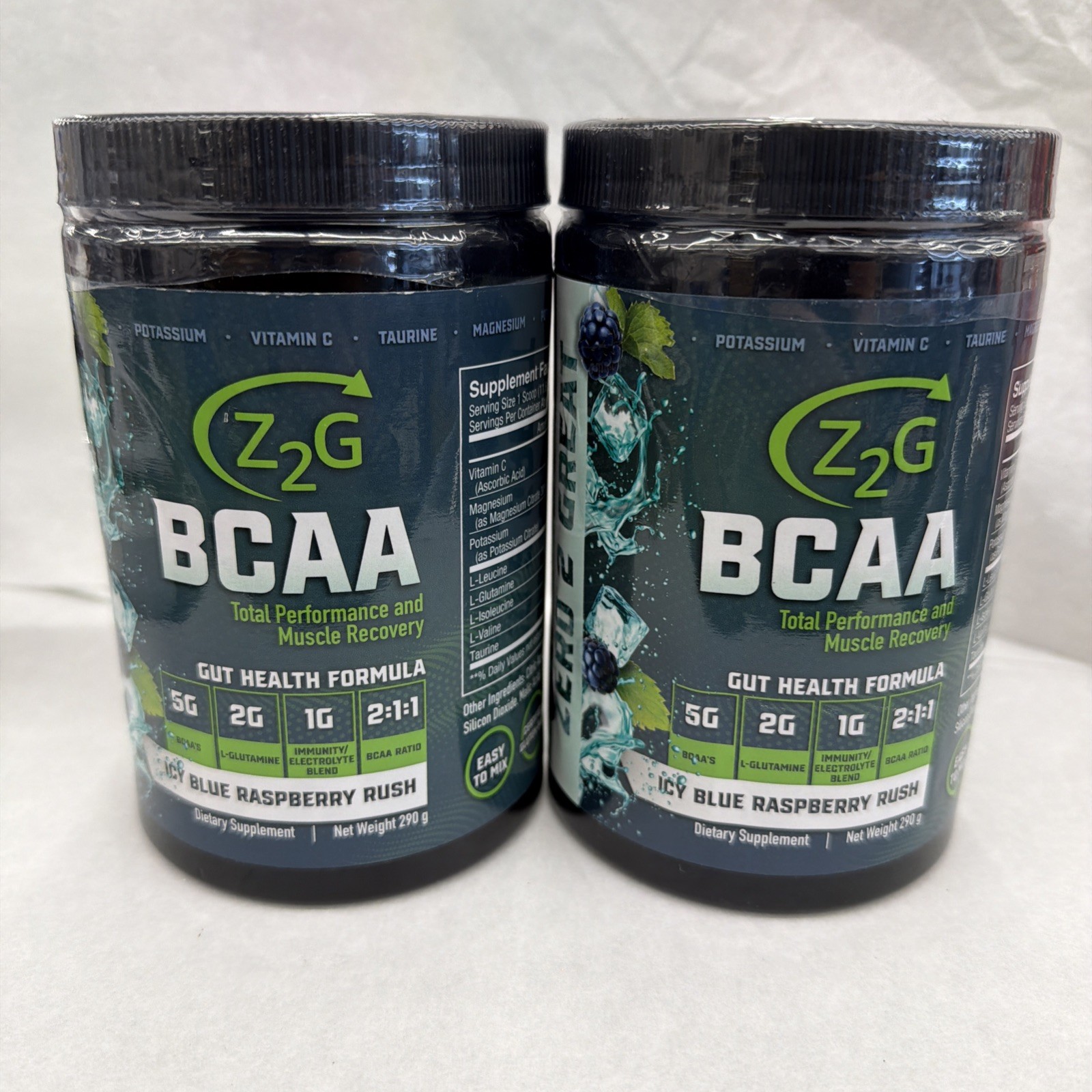 Z2G BCAA Powder Icy Blue Raspberry 290g (2 Pack) MFG 01/24 New