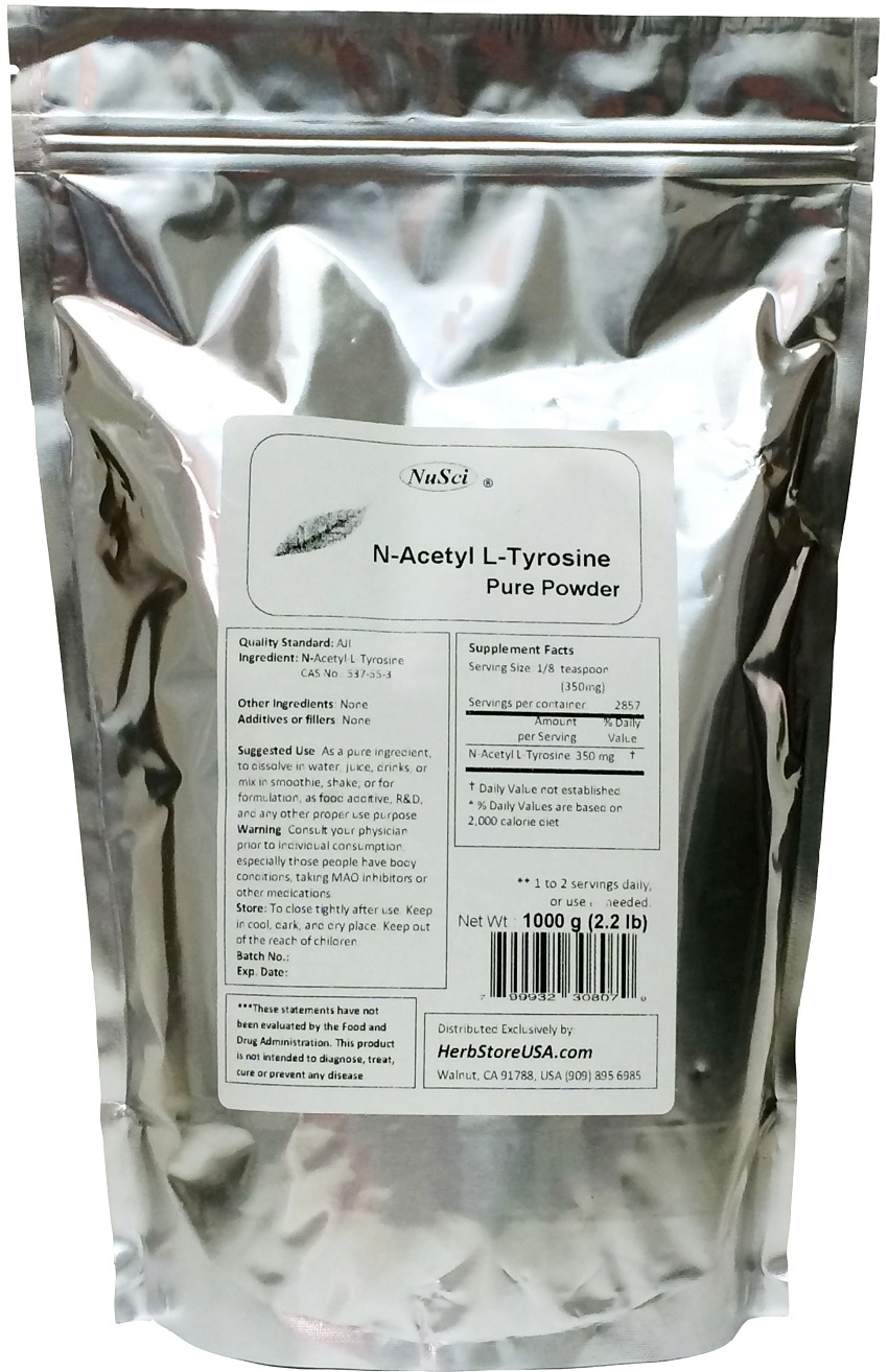 NuSci N-Acetyl L-Tyrosine Pure Powder 1000g(2.2lb bioavailable alertness muscle