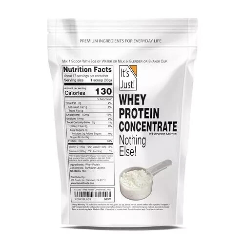 It’s Just – 100% Whey Protein Concentrate Made in USA Premium WPC-80 No Added