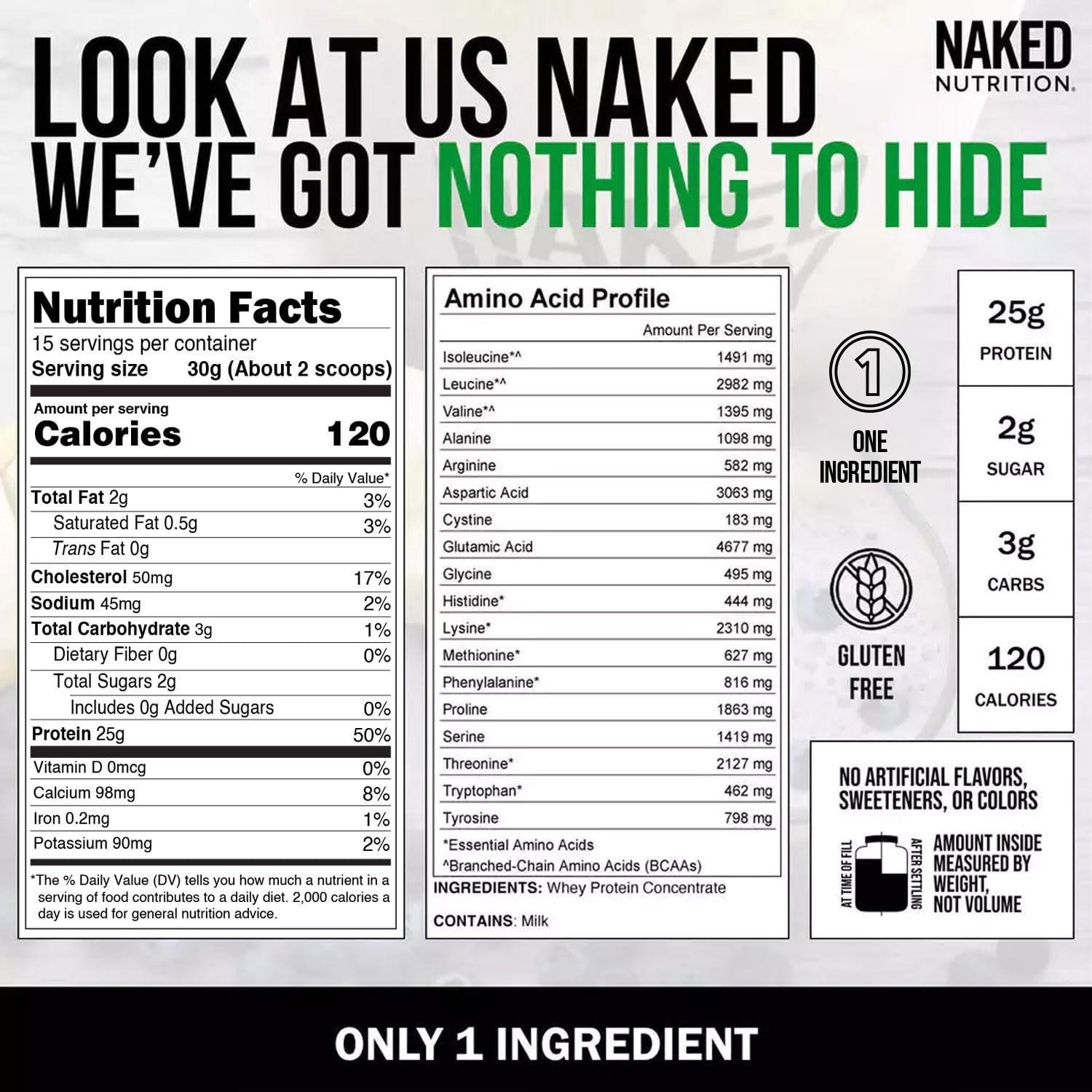 NAKED Whey 1Lb – Only 1 Ingredient, Grass Fed 1 Pound (Pack of 1)