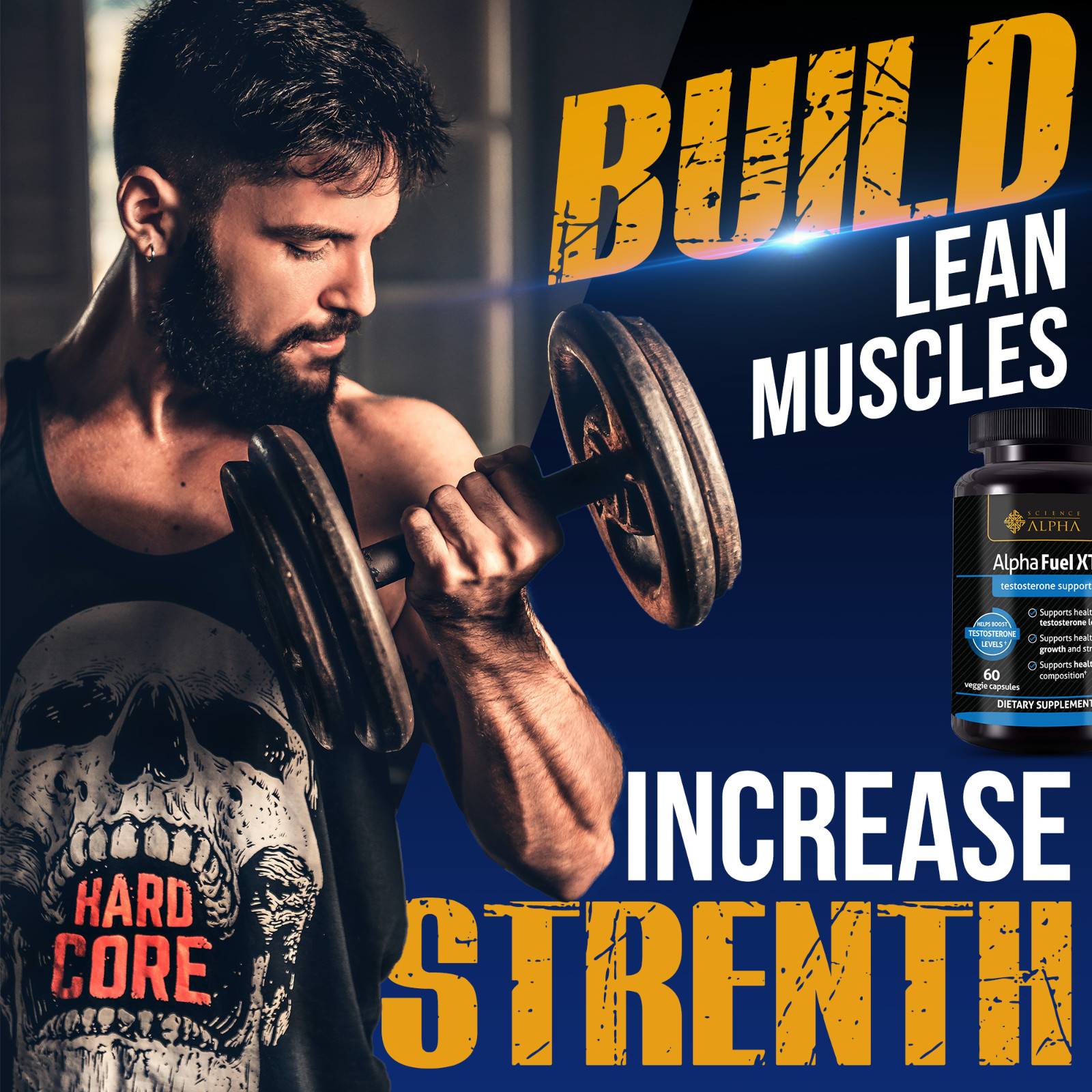 2 Bottles Testosterone Booster Alpha Fuel XT Naturally Increases Strength